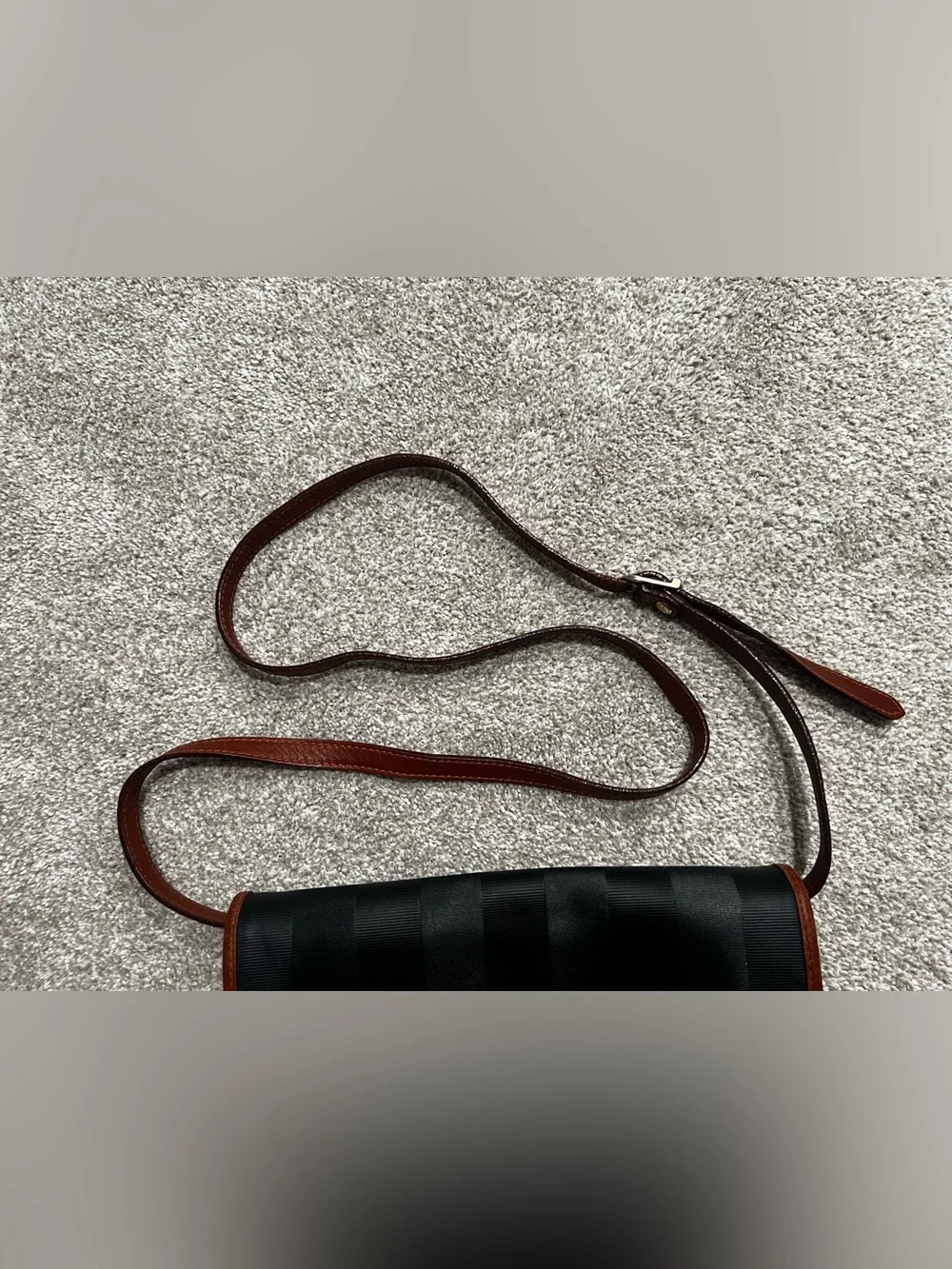 Vintage Fendi Pequin Striped Flap Shoulder/Crossbody Bag